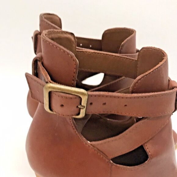 Reba KC Brown Leather Shooties Boots Women's 7.5M Ankle Booties Western Shoes - Picture 7 of 12